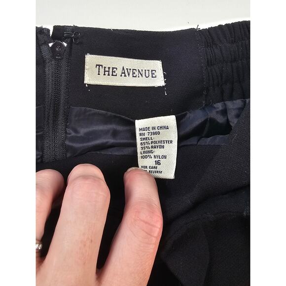 The avenue vintage sz 16 lined black wrap skirt classic modest casual midi - Picture 4 of 8